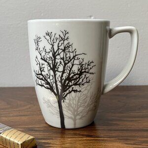 Corelle Coordinates Timber Shadows Coffee Mug Black Grey Trees 12 oz